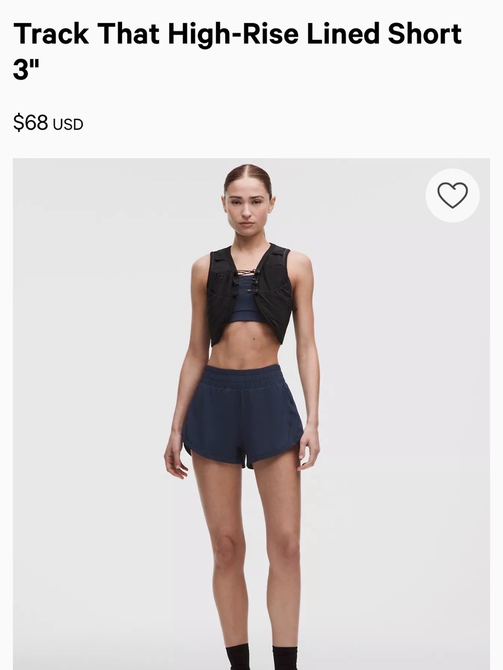 Track That High-Rise Lined Short 3" size 6 "Navy"